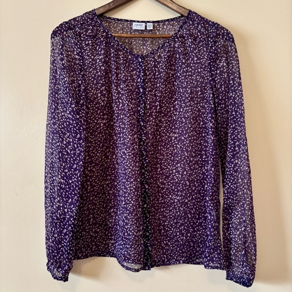 Esprit| Pretty Purple Sheer Long Sleeve Flowy Buttoned Top Blouse Sz S - Picture 1 of 3